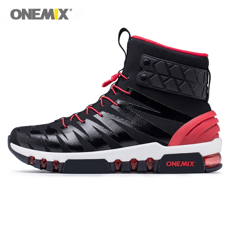 

ONEMIX Men Boots Running Shoes for Women Sneakers High Top Boots for Outdoor Walking Running Trekking Sneaker Big Size 46 Black