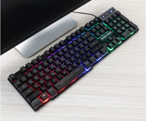 

Wired Gaming Keyboard Imitation Mechanical keyboard 104 keycaps RGB Backlit Keyboards Russian keypad Ergonomic Computer Keyboard