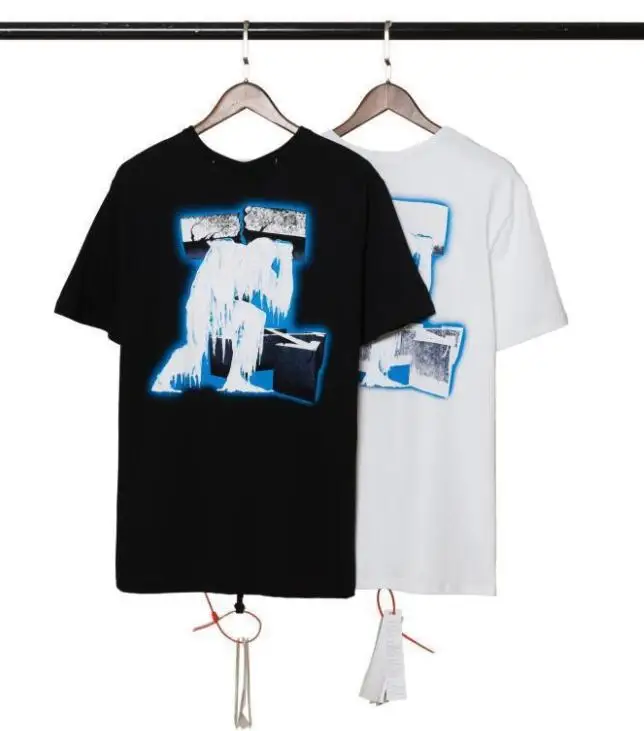 

OFF-WHITE C/O VIRGIL ABLOH OW 19ss Streetwear Melted Candle Man Half Sleeve Loose Round Neck Short Sleeve T-Shirt men