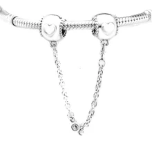 Подходит для браслетов Pandora тисненые сердца надежные цепочки Подвески Серебро 925 пробы-ювелирные изделия бусины