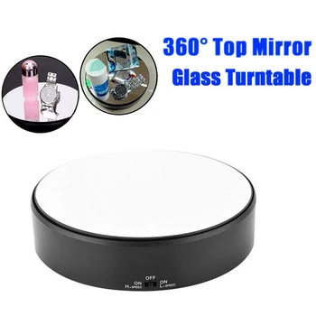 

Support Jewelry Holder Rotating Art Mirror Glass Craft Battery Operated 360 Swivel Durable Watch Display Stand Turntable #137