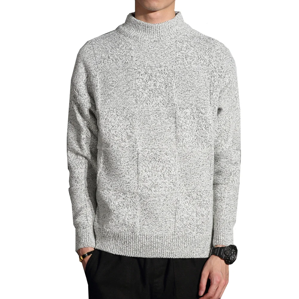 

Mens 2018 Autumn Winter Sweater Jumper Solid Color Knitting Pullovers Male Warm Casual Plaid Turtleneck Sweater Plus Size 5XL