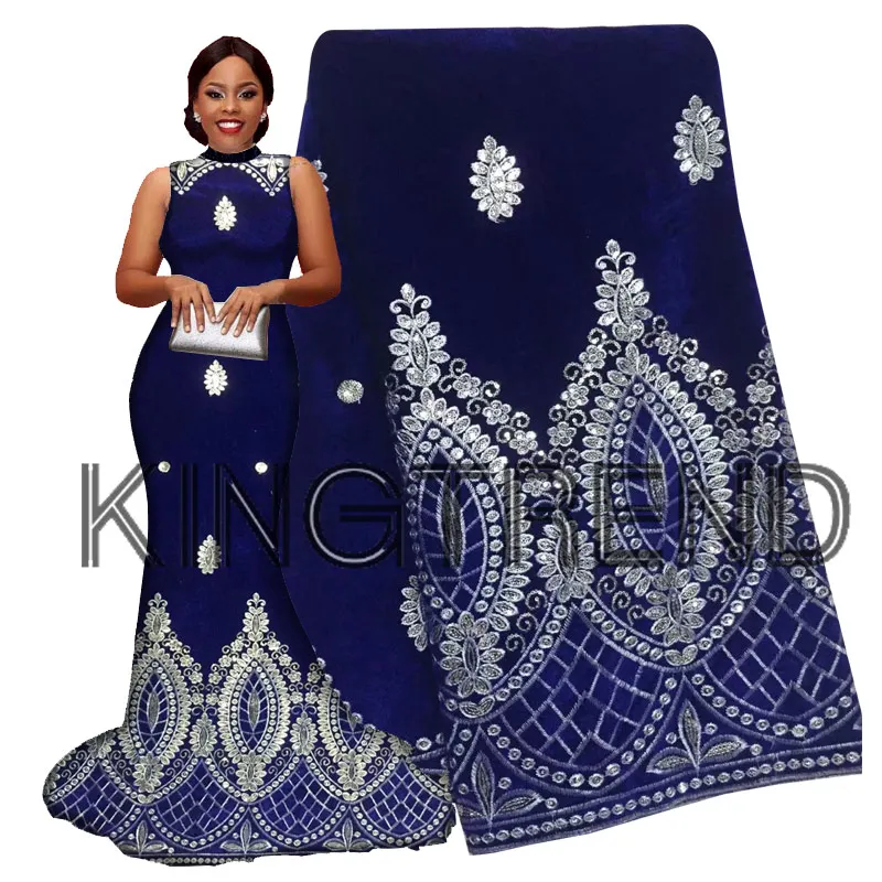 

Latest Popular Designs Sequin Fabric 5 Yards African Velour Lace Fabric High Quality indian cotton Velour lace fabric f180513