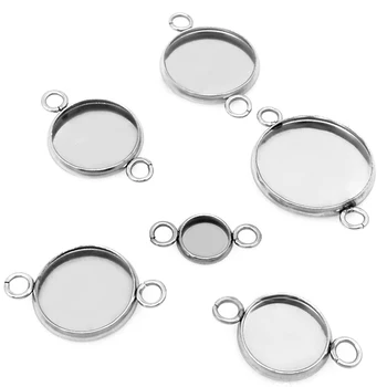 

20pcs Stainless Steel Double Hole Pendant Blank/Base,Fit 8mm-20mm Glass Connector Jewelry Making Accessories Wholesale