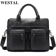 WESTAL Бизнес Для мужчин Портфели s сумки Для мужчин женских сумок из натуральной Кожаные Офисные Сумки для Для мужчин Портфели для ноутбука сумка для ноутбука 14 дюймов Сумки 8380