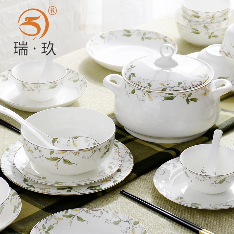 Фарфоровые чаши и блюда Tangshan керамические тарелки с мисками для супа