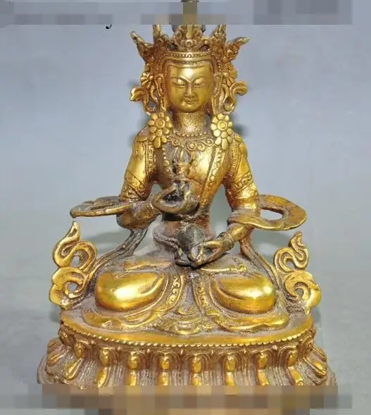 

S00211 6" chinese buddhism bronze gilt Tara KwanYin Bodhisattva goddess buddha statue