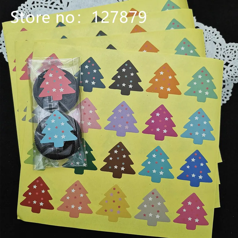 

200PCS NEW vintage Colourful Christmas Tree Theme Sealing sticker DIY Gifts posted/Baking Decoration label Multifunction