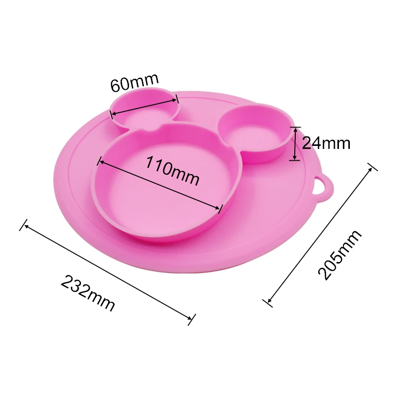 Baby Safe Silicone Dining Plate BPA Free Solid Children Dishes Suction Baby Training Tableware Cute Cartoon Kids Feeding Bowls