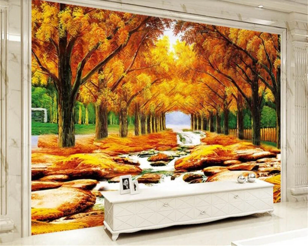 

beibehang Gold Montreal landscape painting stone TV background wall papel de parede wallpaper papier peint duvar kagit behang