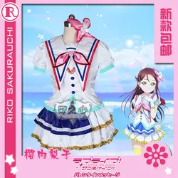 Аниме Lovelive Солнечный свет! Сакураучи Рико Костюмы для косплея Aqours Небесно-Голубой Небесно SJ форма для женщин ролевая игра платье