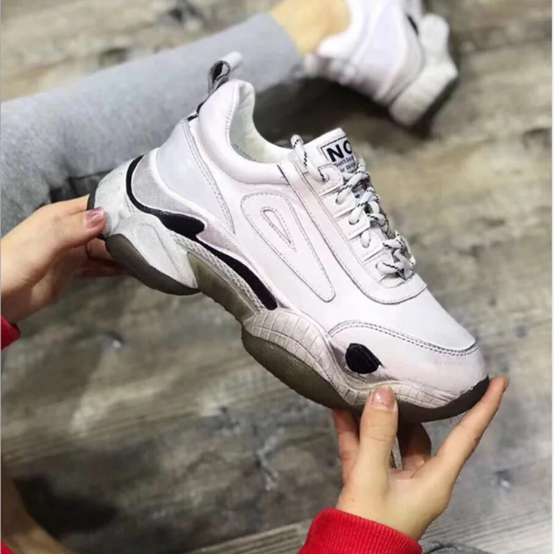 

Ms Casual color matching motion Female shoes Spring autumn new hot-selling leather platform women's singles shoes Comfortable