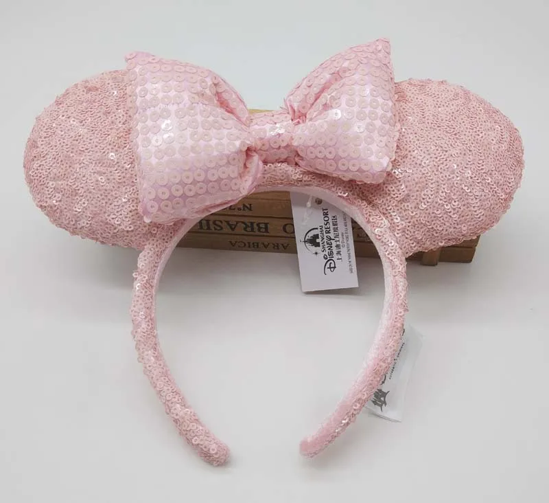 

Millenial Pink Sequined Minnie Ears Mouse Ears Headband Rose (NEW)