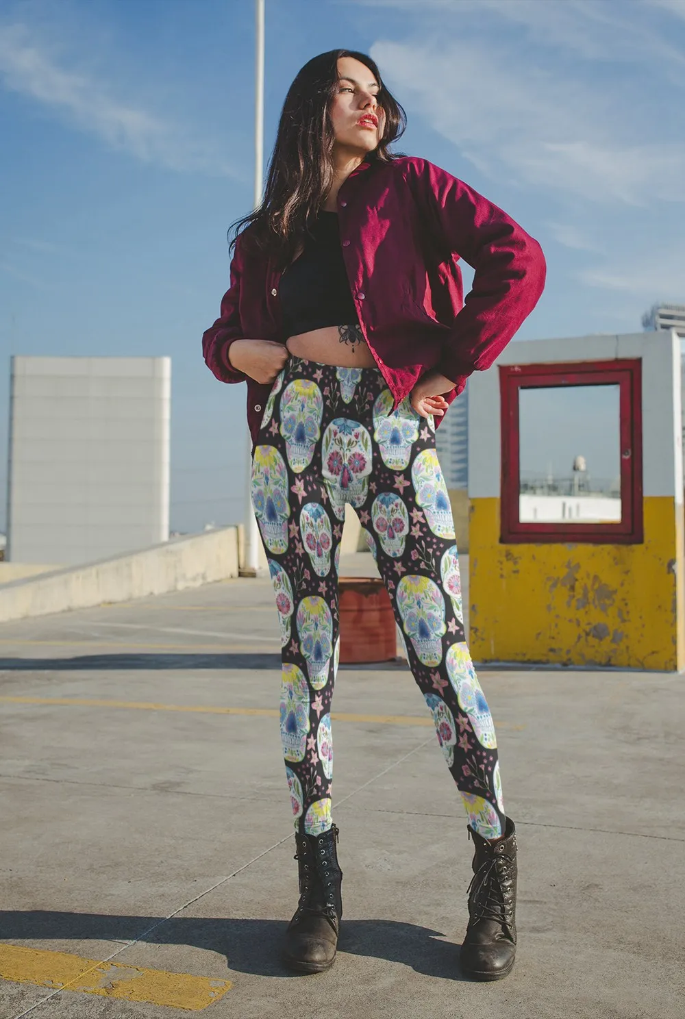 sugar skull printed leggings for women  (37)