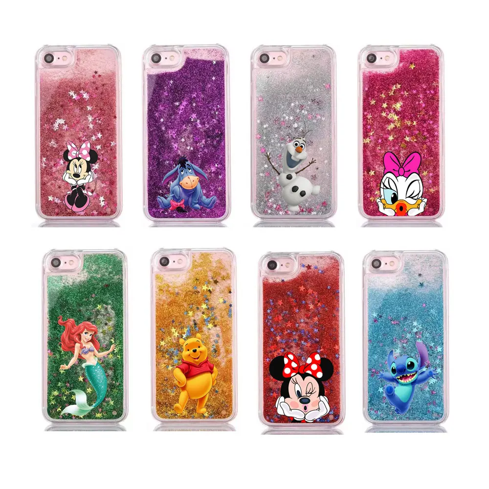 

Water Liquid Case for iPhone 8 7 6s Plus Cartoon Mermaid Mickey Stitch Glitter Star phone case for iPhone X XS Max XR 5 5S SE