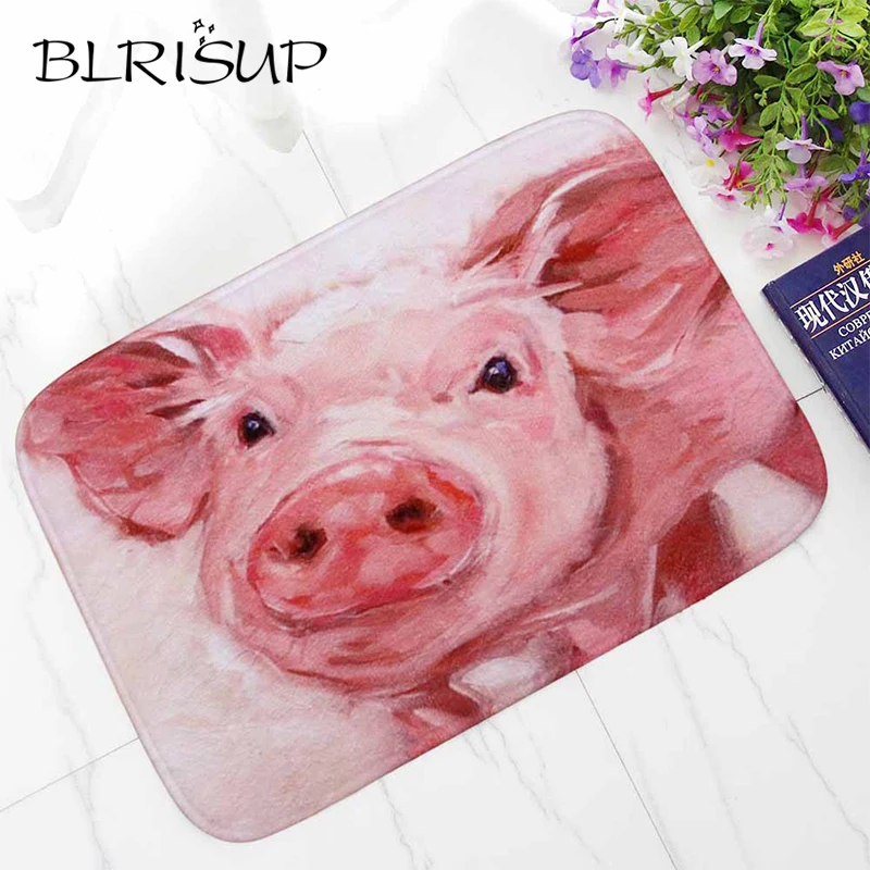 BLRISUP Cute Animal Floor Mat Cartoon Pig Flannel Anti-slip Bathroom Living Room Doormat Kitchen Carpet Door Mats Outdoor | Дом и сад