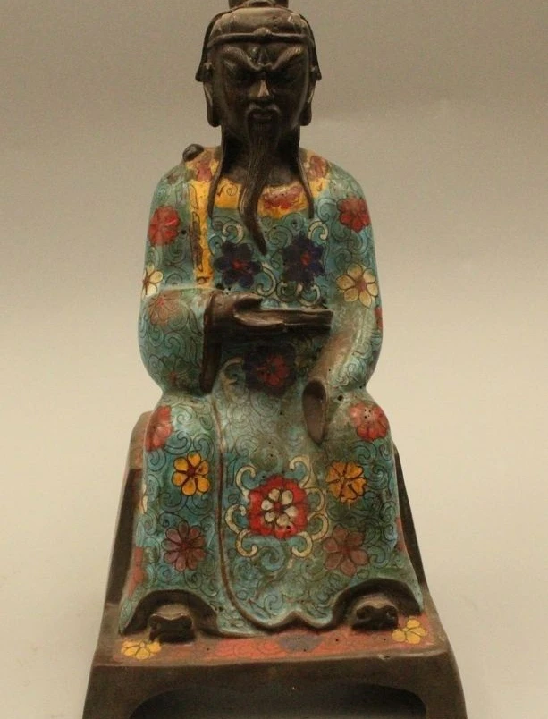 

9"China Chinese Tibet Buddhism Cloisonne Old Bronze Patriarch Buddha Statue