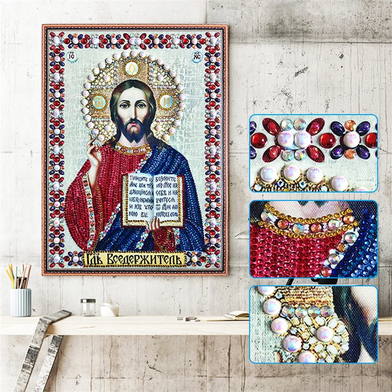 

New 5D DIY Diamond Painting Cartoon Religious Character Pattern Special Shape Diamond Cross Embroidered Crystal Diamond Embroide