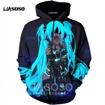 

Funny 3D Print Unisex Anime VOCALOID Hatsune Miku Sweatshirt ball homme hoody top Harajuku zipper shirt hoodies rock hoodieE594