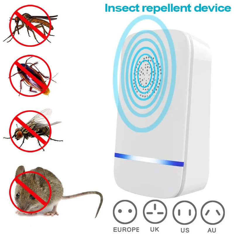 AC 90V 250V UK/US/AU/EU Plug Ultrasonic Cockroaches Pest Repeller Wide