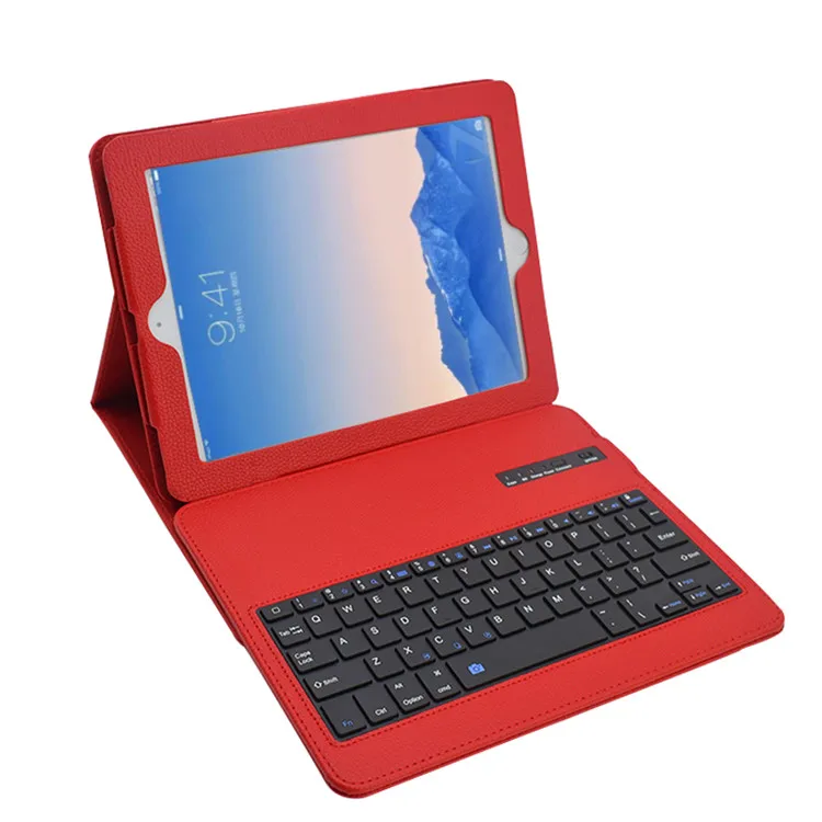Bluetooth клавиатура кожаный чехол для ipad 2, 3, 4 умный чехол для Apple ipad 2 ipad 3 ipad 4 9,7 дюймов Чехол+ пленка+ стилус - Цвет: red