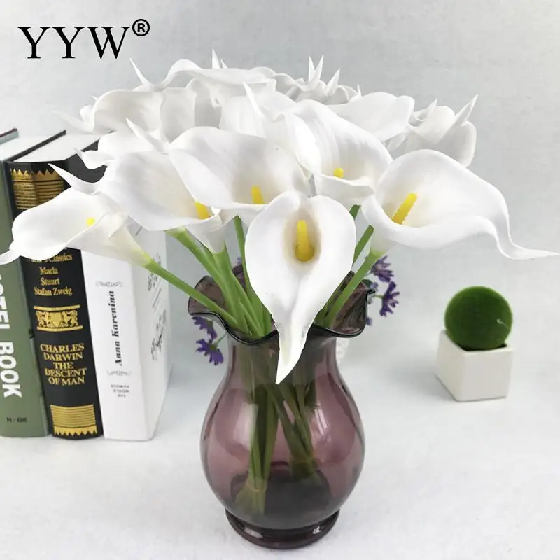 34cm Calla Lily Artificial Flowers PU Bouquet Fake Flowers For Home Wedding Decoration Indoor Plastic Flowers Wedding Flores