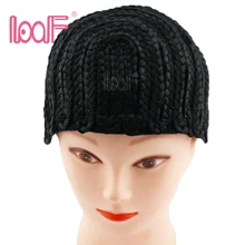 LOOF 1 шт. бесклеевой волос Чистая парик черный кукурузный парик шапки для изготовления парики с регулируемым ремешком и расчески Плетеный переплетение
