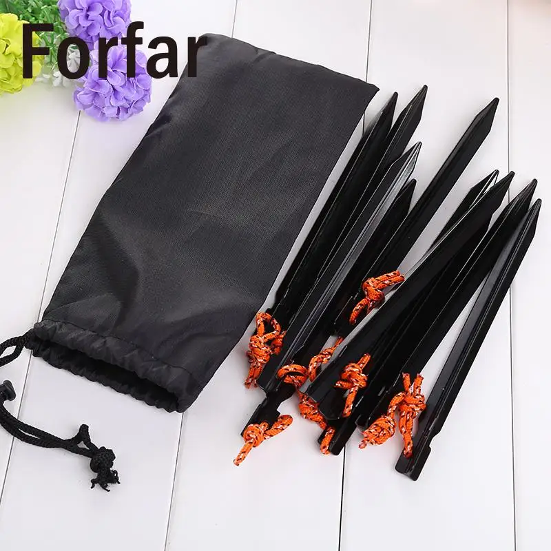 

10pcs Tent Pegs 7 inch Aluminum Tent Stake with Rope Outdoor Tent Nail Peg pins outdoor awning pegs stake Tent Accessories Equip