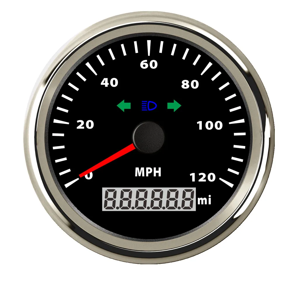 

85mm Motorcycle Boat Speedometer Gauge 0~200 MPH 0~120 MPH Digital Speed Meter with High Beam Indication fit Motor Car Boat