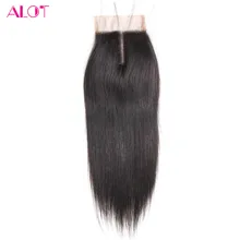 ALot Hair 8″ to 18″ Human Hair Lace Closure Brazilian Straight Hair Non-Remy middle part closure 100% Human Hair Shipping Free