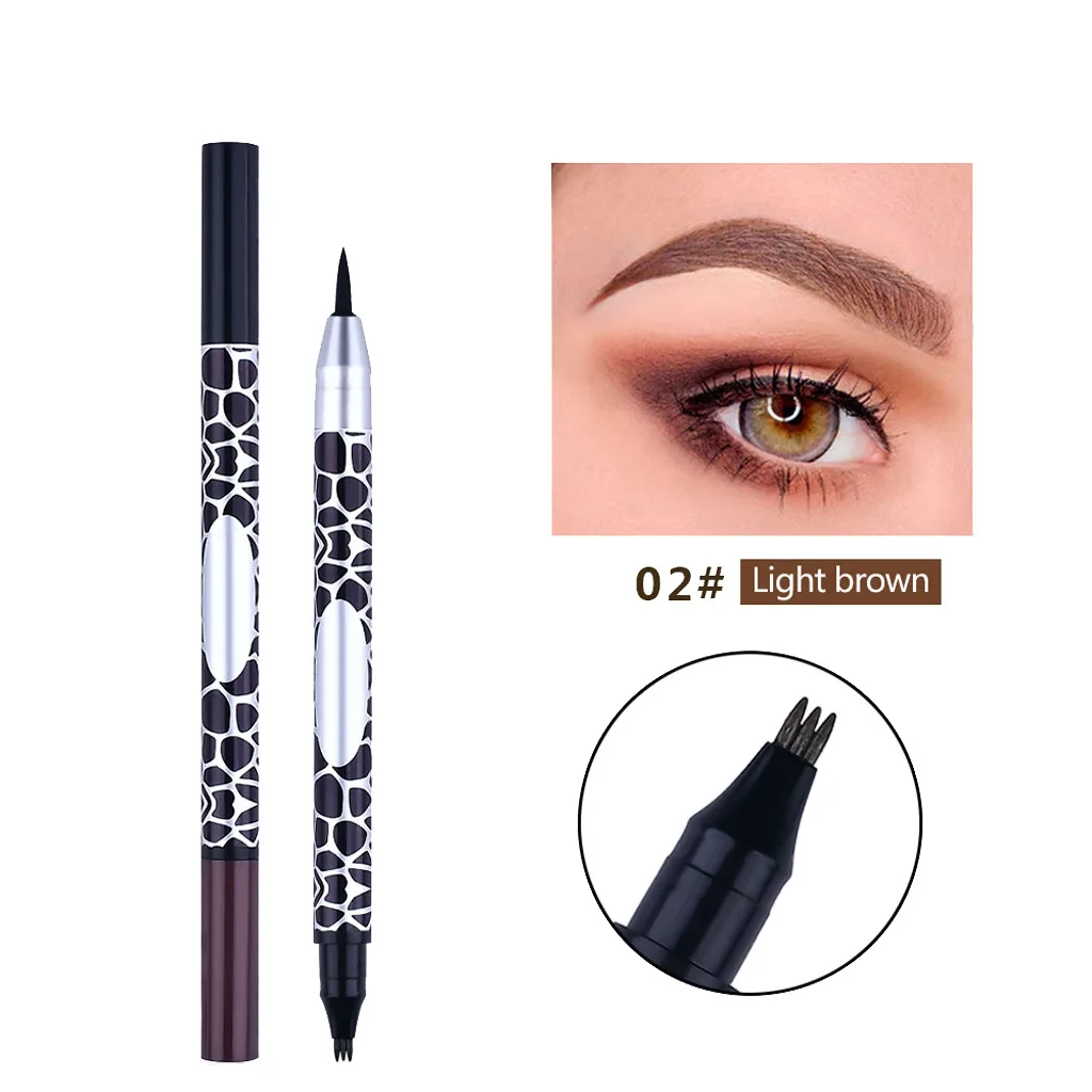 

Eyeliner Waterproof 2 in 1 Makeup Tattoo Eyebrow Pen Pencil Long Lasting Fork Tip Sketch deliniador para olho matita occhi #y4
