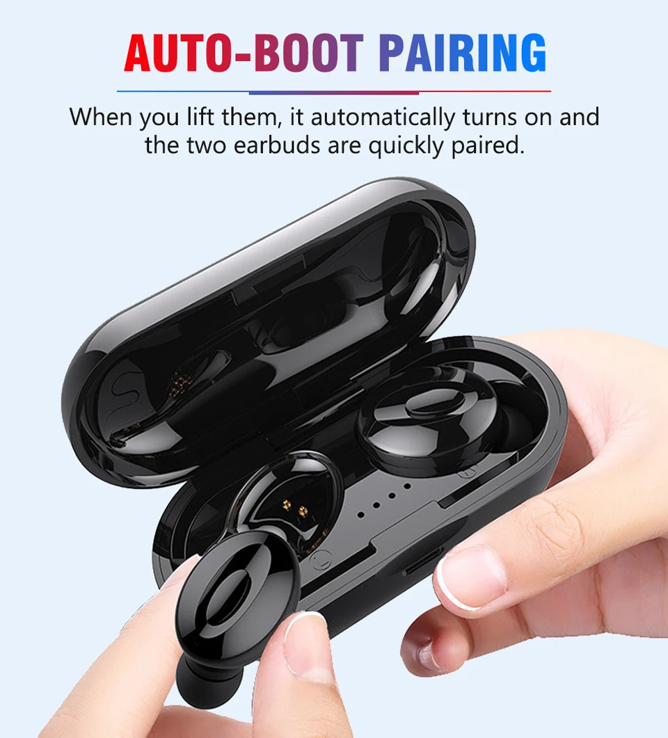 Factory TWS Bluetooth 5.0 Earphone Stereo Wireless Earbus HIFI Sound Sport Earphones Handsfree Gaming Headset with Mic for Phone