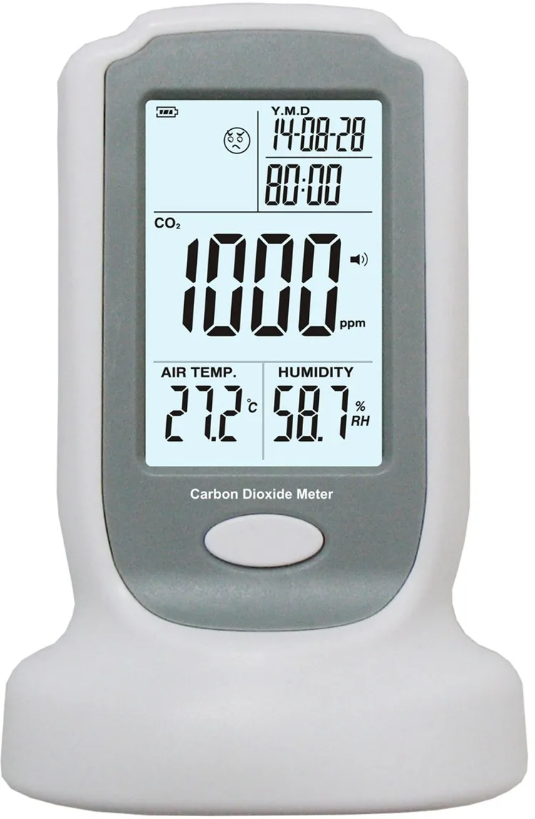 

Temperature and humidity environmental monitoring carbon dioxide co2 detector with sound-light alarm