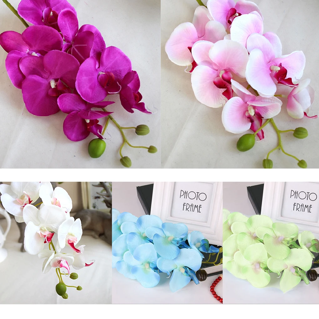 

Silk Artificial Phalaenopsis Orchid Flower Stem Bouquet Party Home Garden Decor