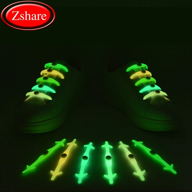 

12 pcs/set luminous lazy laces flash party glowing shoe laces fashionable and convenient high quality silicone shoelaces L3