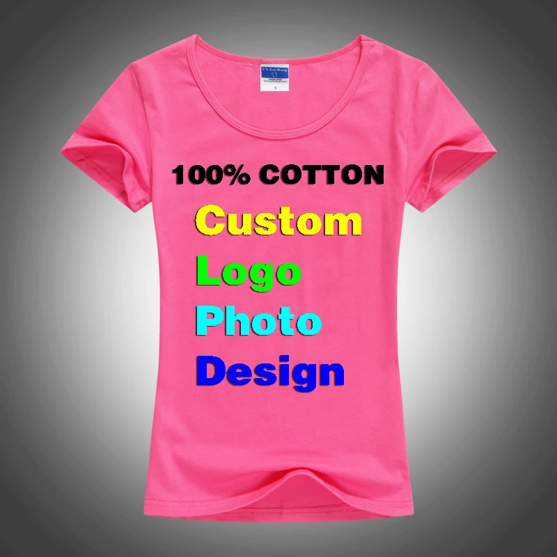 

Slim Sexy Custom Logo photo Text Printed Female Women T shirt Summer Cool Basic Lady T-shirts Tops Short Sleeve Tees Femme Shirt