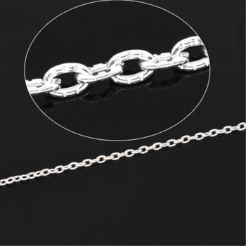 

DoreenBeads Iron Based Alloy Textured Link Cable Chain Findings Silver Plated DIY Making Necklace Bracelets Jewelry 3x2mm, 10 M