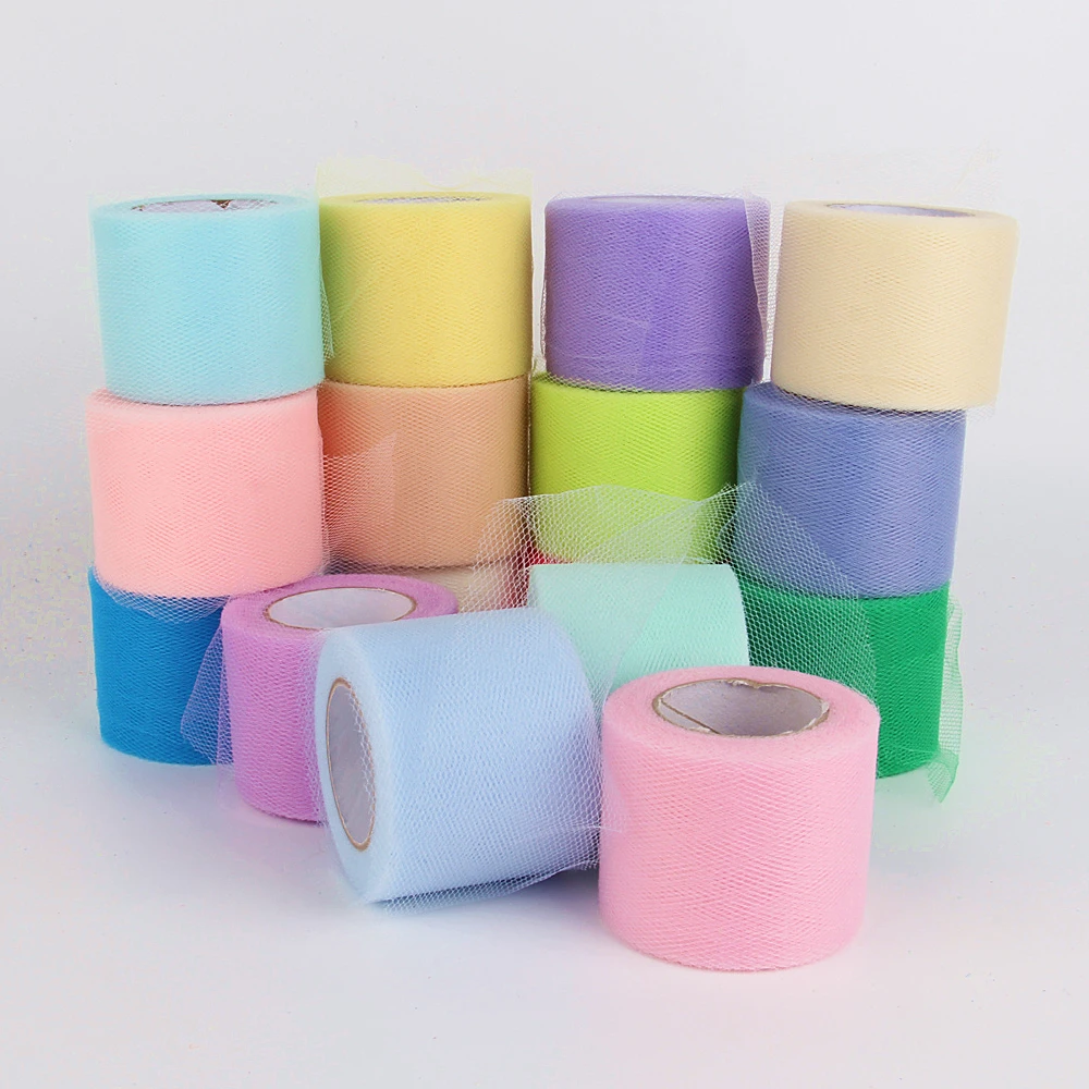 5cm Crystal Tulle Roll Organza Sheer Gauze Baby Shower Favor Wedding Car Decoration Party Home Garden Crafts Supplies 22m/lot