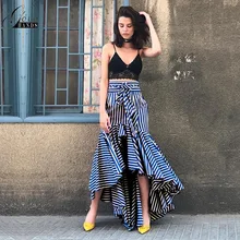 Золотые стрелки, Осень-зима, женская уличная одежда, полосатая длинная юбка-годе, модная юбка в пол с бантом