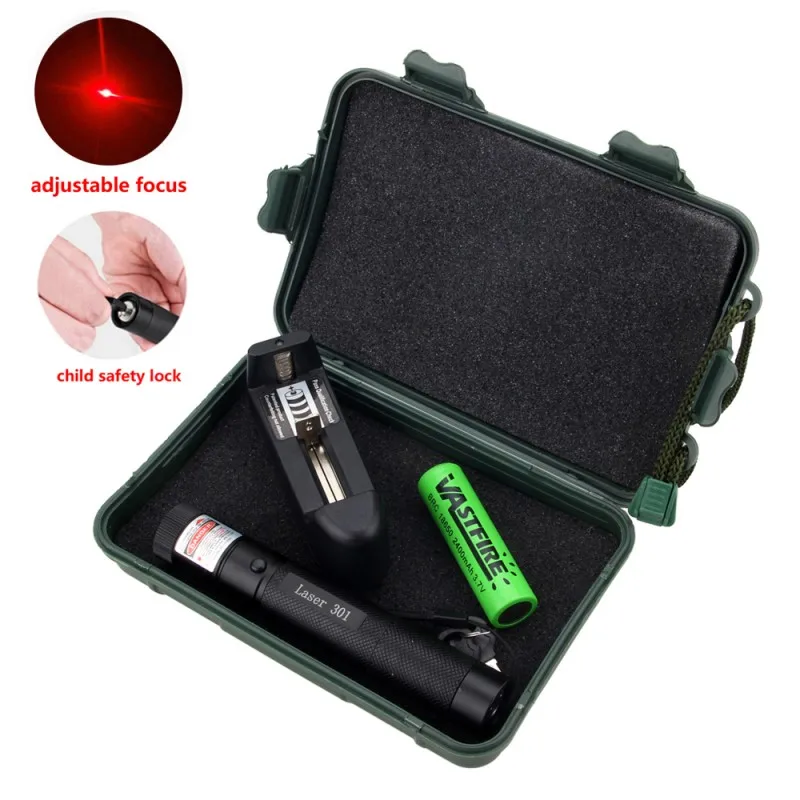 

532 nm Purple/Green/Red Hunting Laser Sight Lasers Pointer Powerful Adjustable Focus Lazer with laser 301+Charger+18650+Case+Key