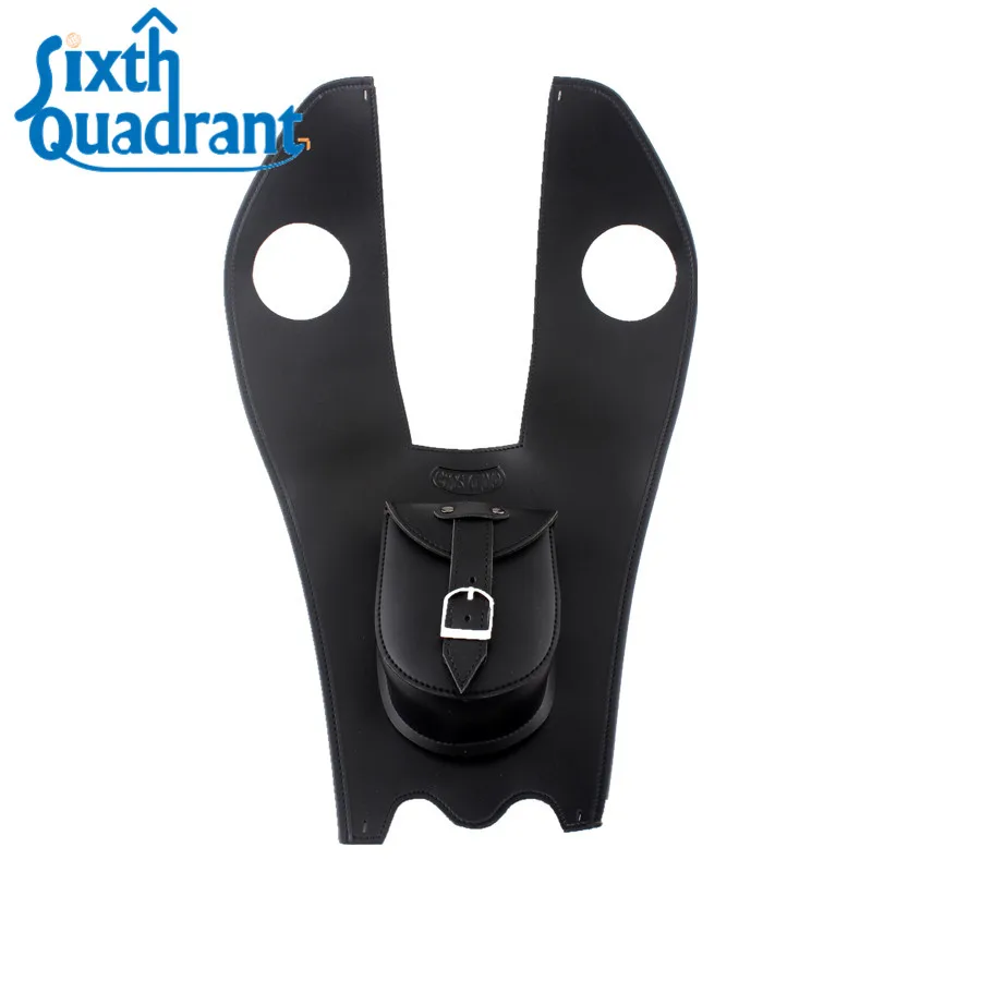 

Black Leather Gas Tank Bag Cover Pad with Pouch For Harley Davidson Touring Models