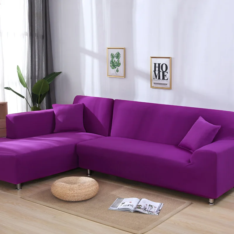 Одноцветные чехлы для диванов для гостиной, диванные полотенца, Нескользящие чехлы для диванов, тянущиеся l-образные чехлы для диванов, 2 шт - Цвет: colour23