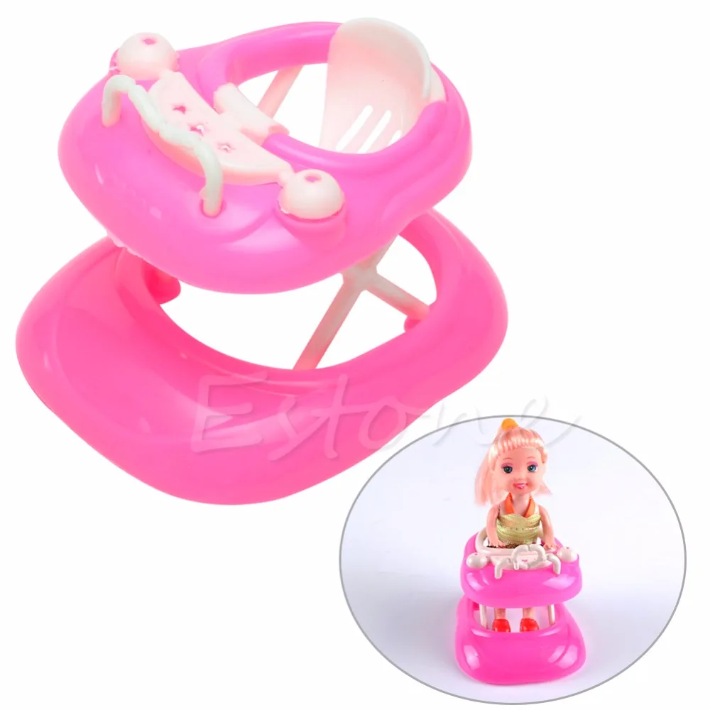 2018 розовый пластиковый ходунок 1:6 для Barbi Новый кукольный домик Миниатюрный