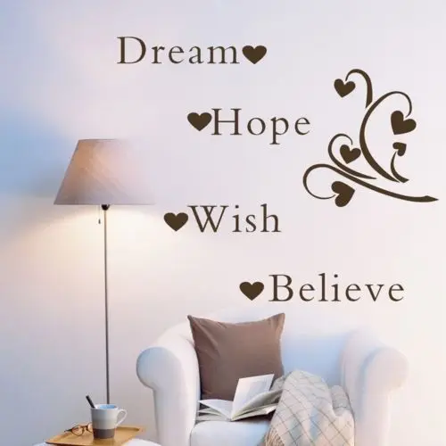 Dream Hope Wish Believe Inspirational Quotes Wall Decals Home Wall Art