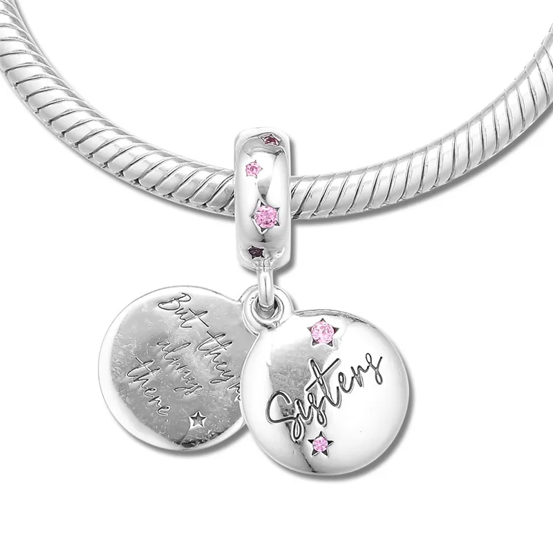 

Forever Sisters Dangle Silver 925 Charms for Jewelry Making Women Sterling Silver Jewelry Crystal Sister Charms for Bracelets
