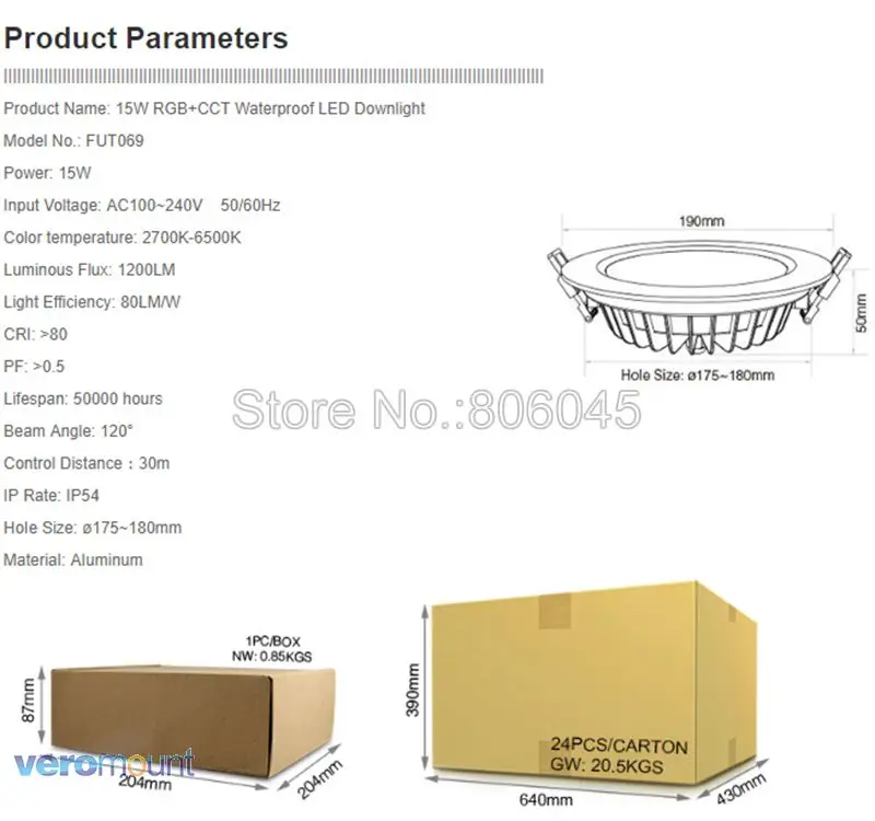 Milight 6W 9W 12W 15W 18W 25W RGB+CCT LED Downlight Ceiling Spotlight AC110V 220V FUT060 061 062 063 064 065 066 068 069