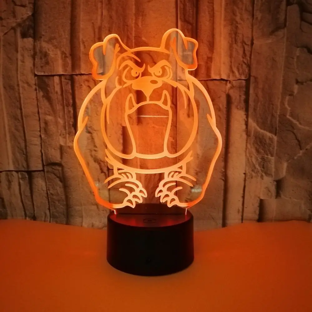 Bulldog для собак Мопсов 3D LED Visua ночные светильники 7 цветов детская спальня животное