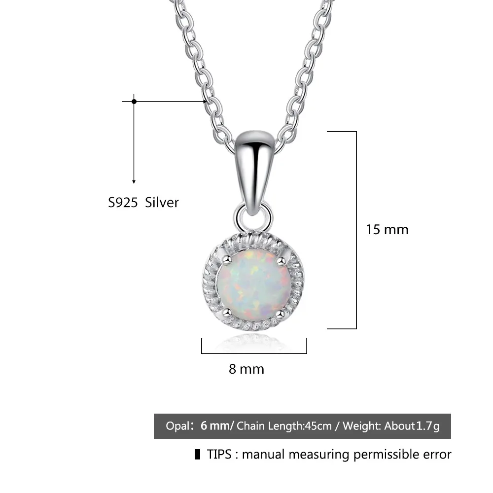 Round Shape Opal Stone Pendant Necklace Classic 925 Sterling Silver Necklace & Pendants Best Gift For Women (JewelOra NE102687 )