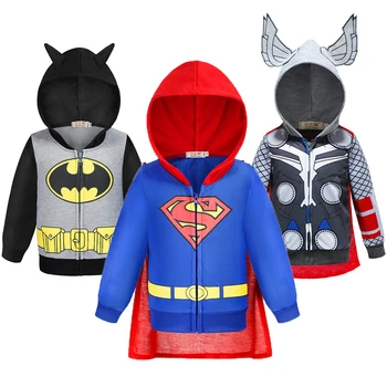 

Superman Batman Raytheon Boys Girls Jacket Thin Style The Avengers Captain America Iron Man Spiderman Boys Girl Coat Kid Clothes