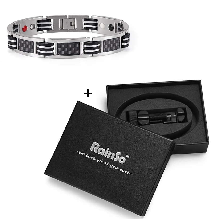 Браслеты с цепочкой Rainso мужские ювелирные изделия энергетический Магнитный браслет для здоровья бразильский стиль пары черные титановые браслеты ручной работы